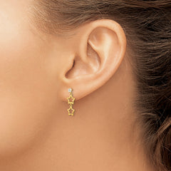 14K Polished Dangle Star with CZ Post Earrings