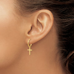 14K Polished Cross Dangle Earrings