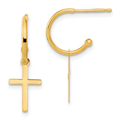 14K Polished Cross Dangle Earrings