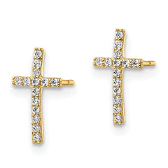 14k CZ Cross Post Earrings