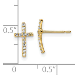 14k CZ Cross Post Earrings