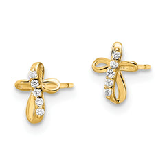 14k CZ Cross Post Earrings