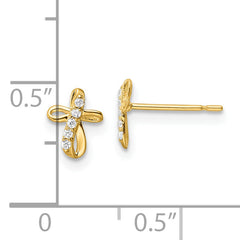 14k CZ Cross Post Earrings