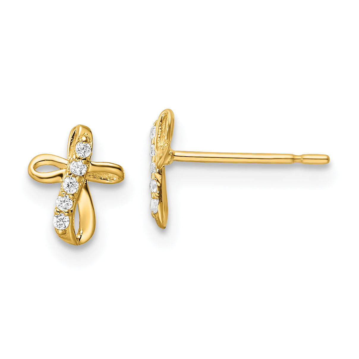 14k CZ Cross Post Earrings