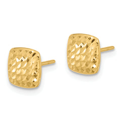 Elegant 14K Gold Diamond-Cut Square Post Earrings