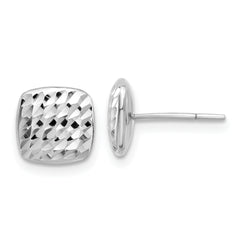 14K White Gold Diamond Cut Square Post Earrings