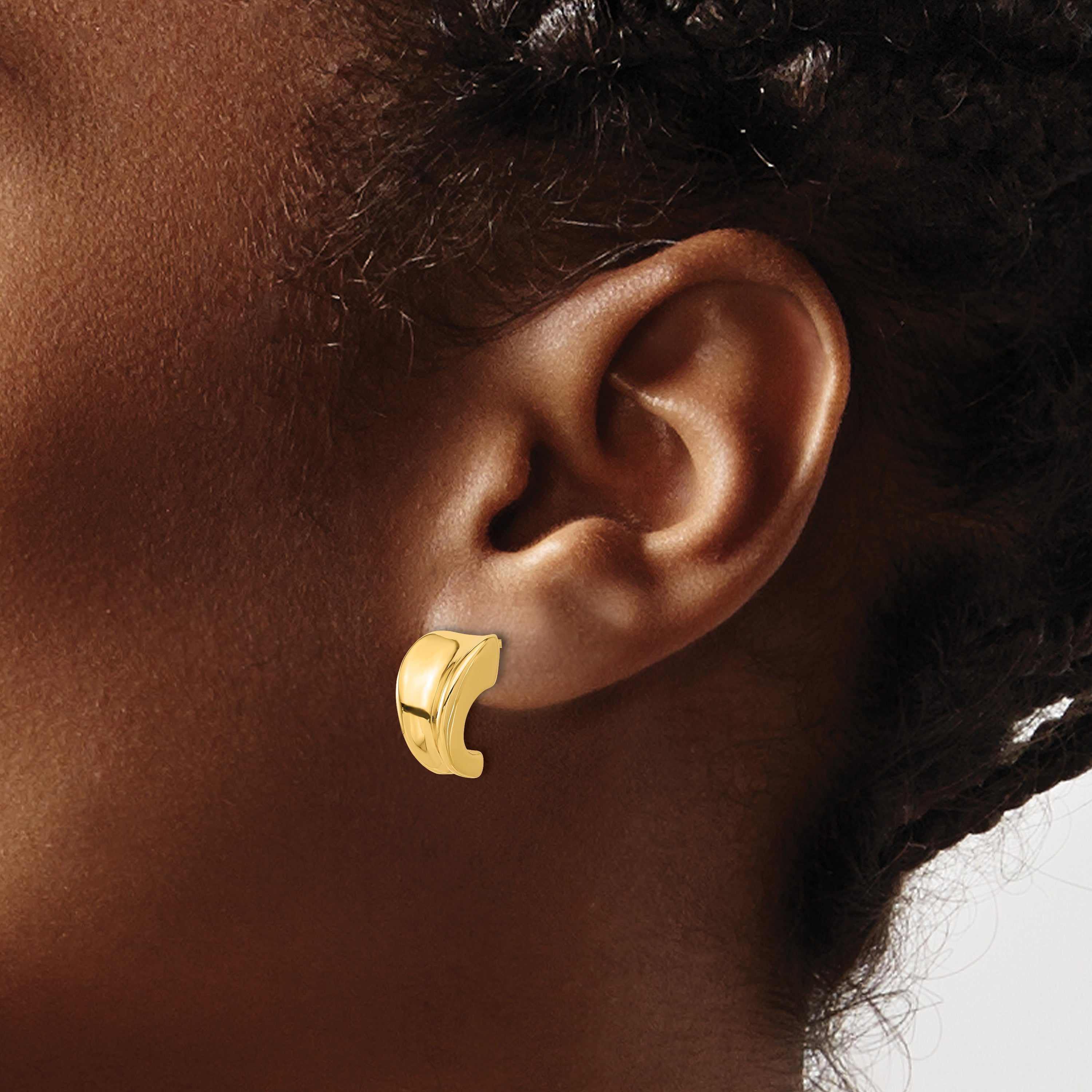 14K Polished J-Hoop Post Earrings