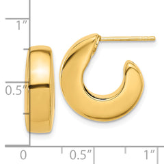 14K Polished J-Hoop Post Earrings