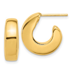 14K Polished J-Hoop Post Earrings