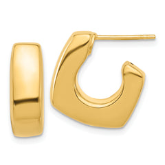 14K Polished Square J-Hoop Post Earrings