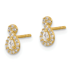 14K Polished CZ Infinity Post Earrings