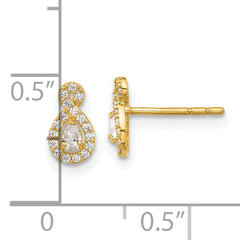 14K Polished CZ Infinity Post Earrings