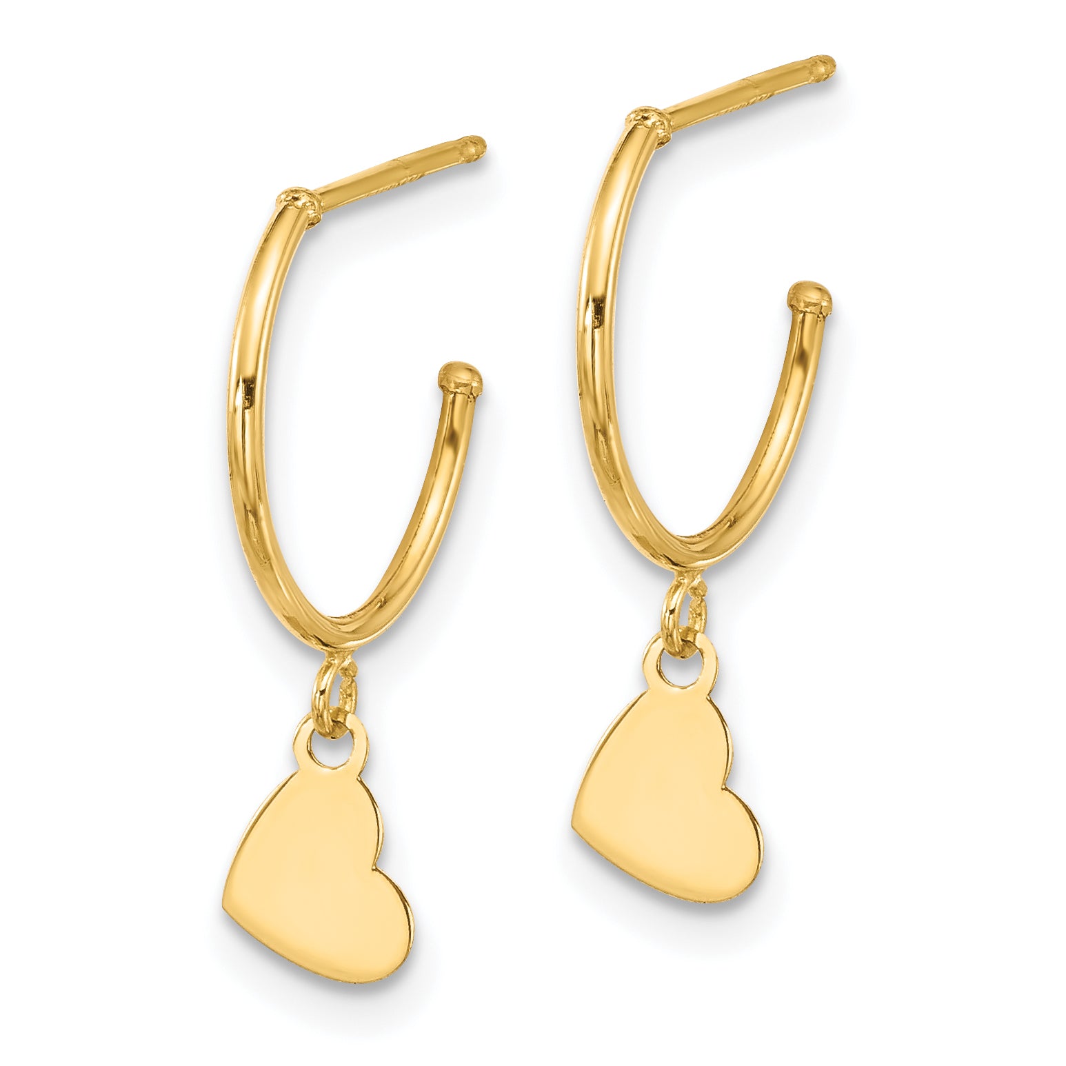 14K Polished Hoop with Heart Post Earrings