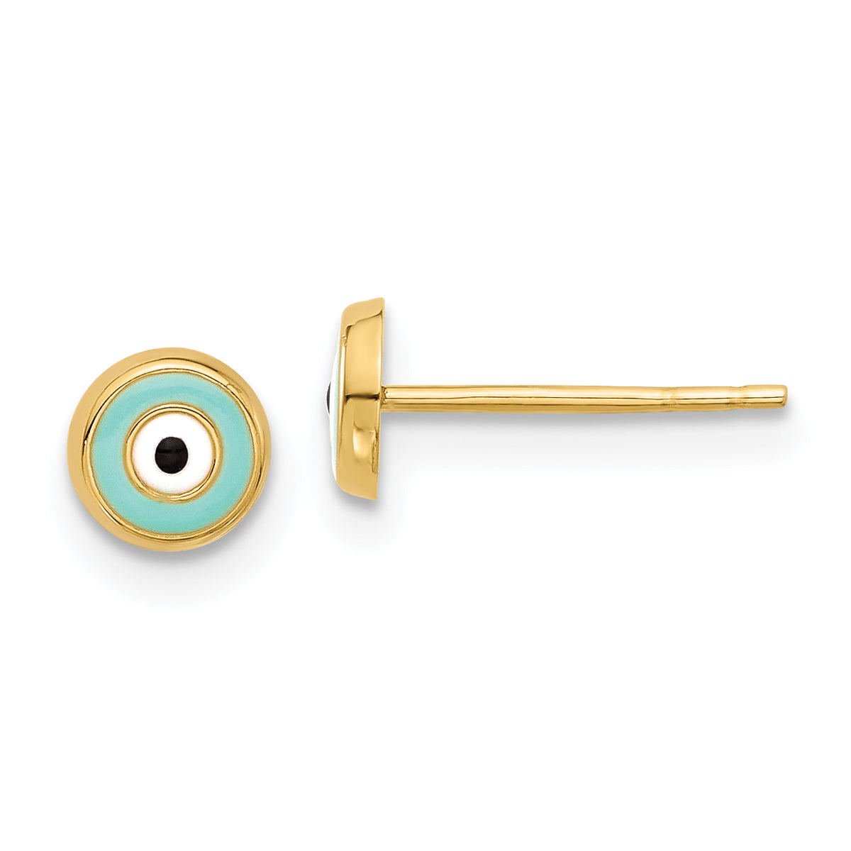 14K Evil Eye Enamel Post Earrings