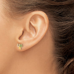 14K Green and Clear CZ Clover Horseshoe and Hamsa Post Earrings