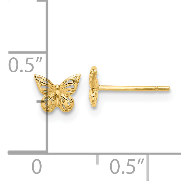 14K Polished Butterfly Post Earrings