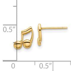 14K Polished Music Notes Post Earrings