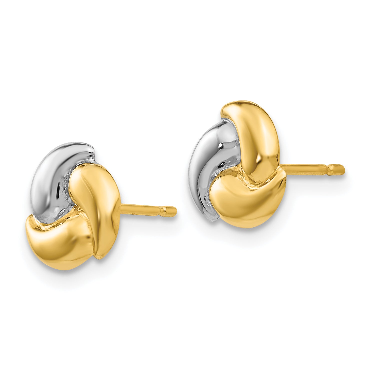 14k Polished & Rhodium Fancy Post Earrings