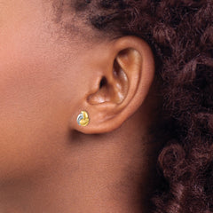 14k Polished & Rhodium Fancy Post Earrings