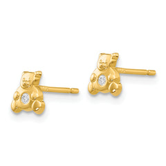 14k Bear with CZ Earrings