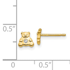 14k Bear with CZ Earrings