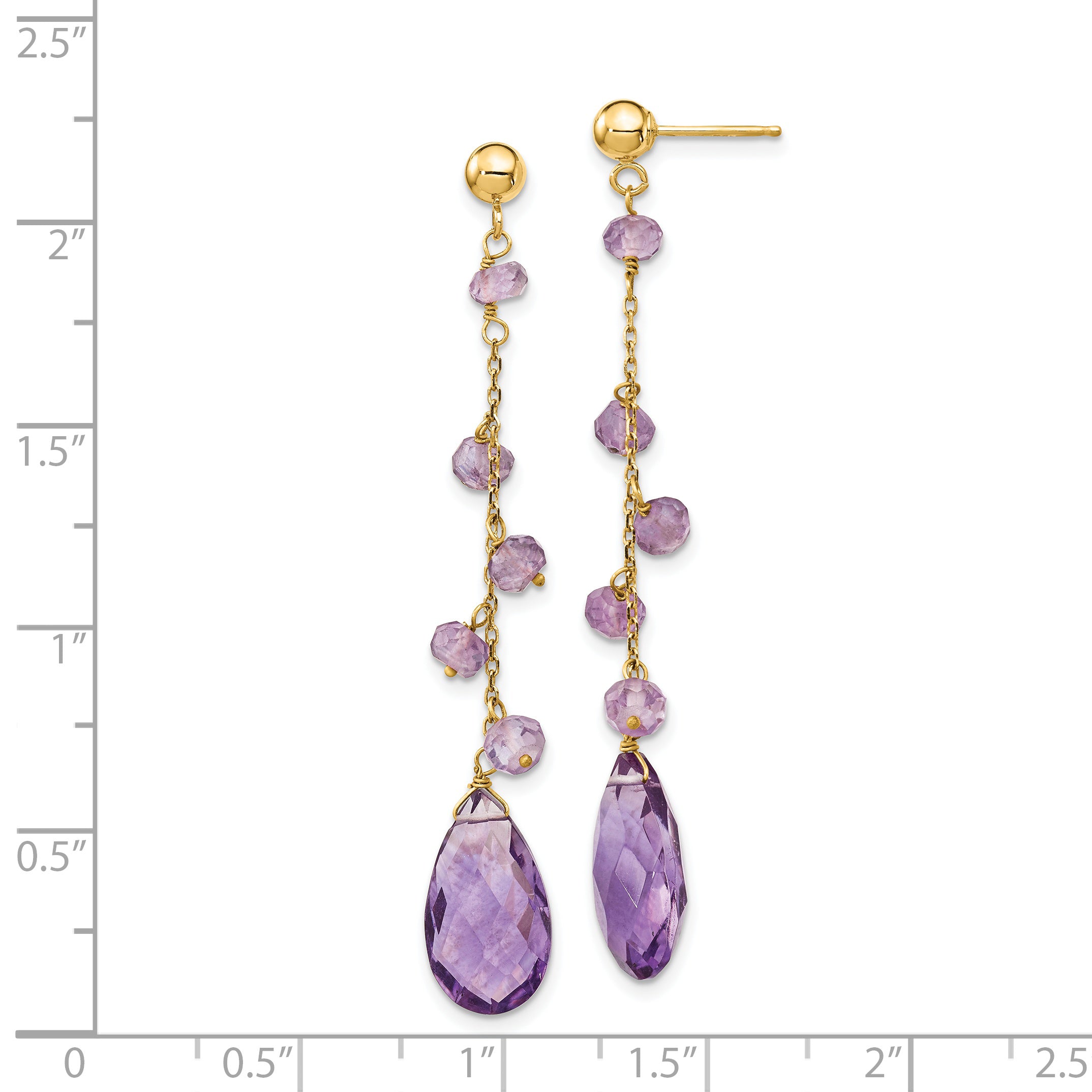 14k Amethyst Dangle Earrings