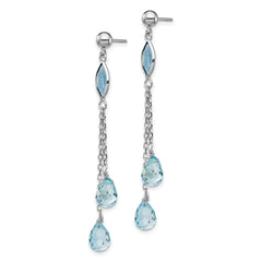 14k White Gold Blue Topaz Dangle Earrings