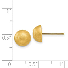 14k Hollow Satin 8.00mm Half Ball Post Earrings