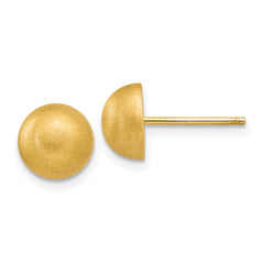 14k Hollow Satin 8.00mm Half Ball Post Earrings