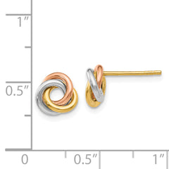 14k Tri-color Twisted Knot Post Earrings