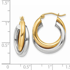 14k Two-tone Polished Double Tube Hoop Earrings