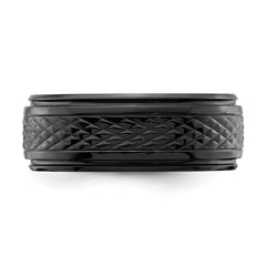 Black Zirconium Polished 8mm Ridged Edge Band