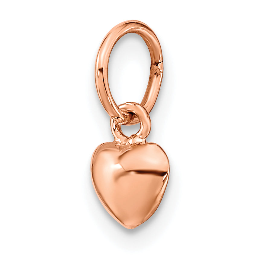 14K Rose Gold Polished 3D Puffed Heart Charm  Elegant & Romantic Design