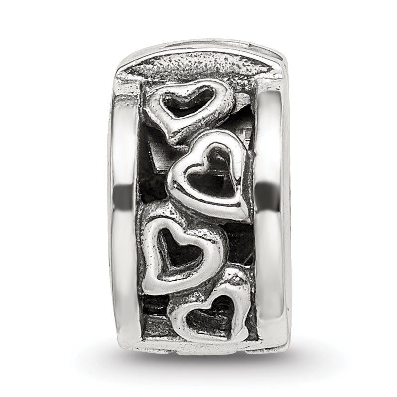 Sterling Silver Reflections Hinged Hearts Clip Bead