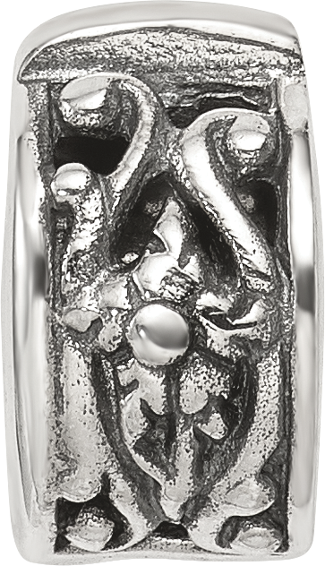 Sterling Silver 925 Antiqued Floral Clip Bead with Hinged Gripper Design