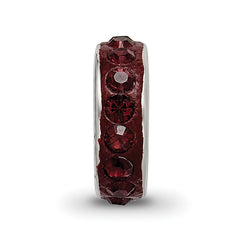 Sterling Silver 925 Bead with Red Preciosa Crystal Elegantly Antiqued