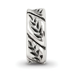 Sterling Silver 925 Leaf Design Spacer Bead with Antiqued Finish