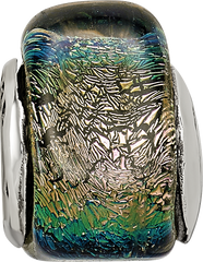 Sterling Silver Reflections Rainbow Dichroic Glass Triangle Bead