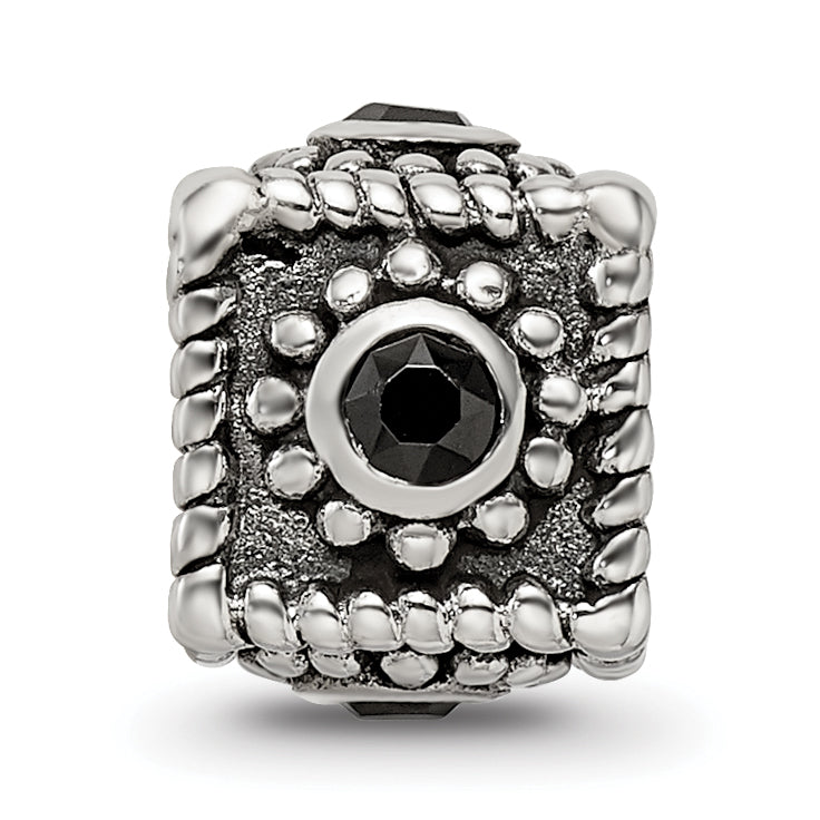 Sophia Jewelers Sterling Silver 925 Square CZ Bead with Antiqued Finish