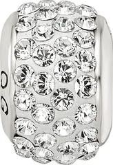 Sterling Silver 925 Crystal Bead with White Preciosa Stone Polished Finish