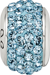 Sterling Silver 925 Polished Bead with Sky Blue Preciosa Crystal