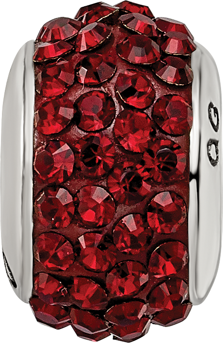 Sterling Silver 925 Maroon Preciosa Crystal Bead with Polished Finish