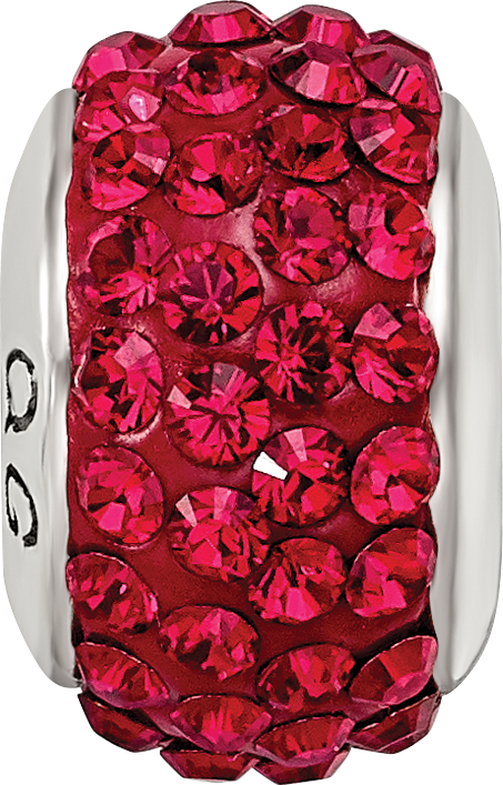 Sterling Silver 925 Red Crystal Bead with Polished Finish and Solid Design