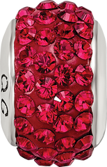 Sterling Silver 925 Red Crystal Bead with Polished Finish and Solid Design