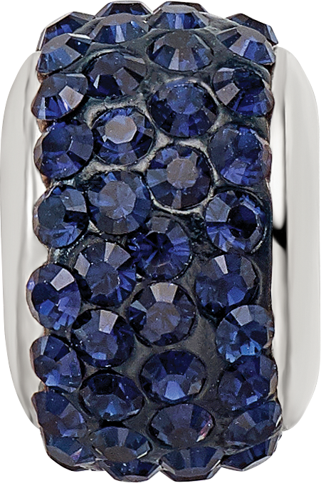 Sterling Silver 925 Navy Crystal Bead Polished Solid Design by Sophia Jewelers