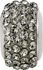 Sterling Silver 925 Polished Crystal Bead with Grey Preciosa Stone