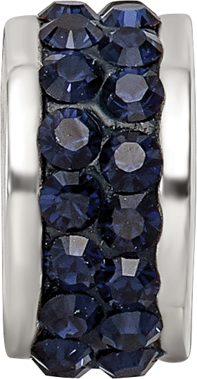 Sterling Silver Reflections Dark Blue Double Row Preciosa Crystal Bead