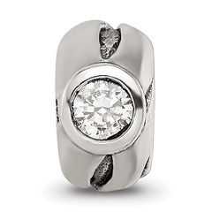 Sterling Silver 925 CZ Bead with Antiqued Finish and Elegant Design